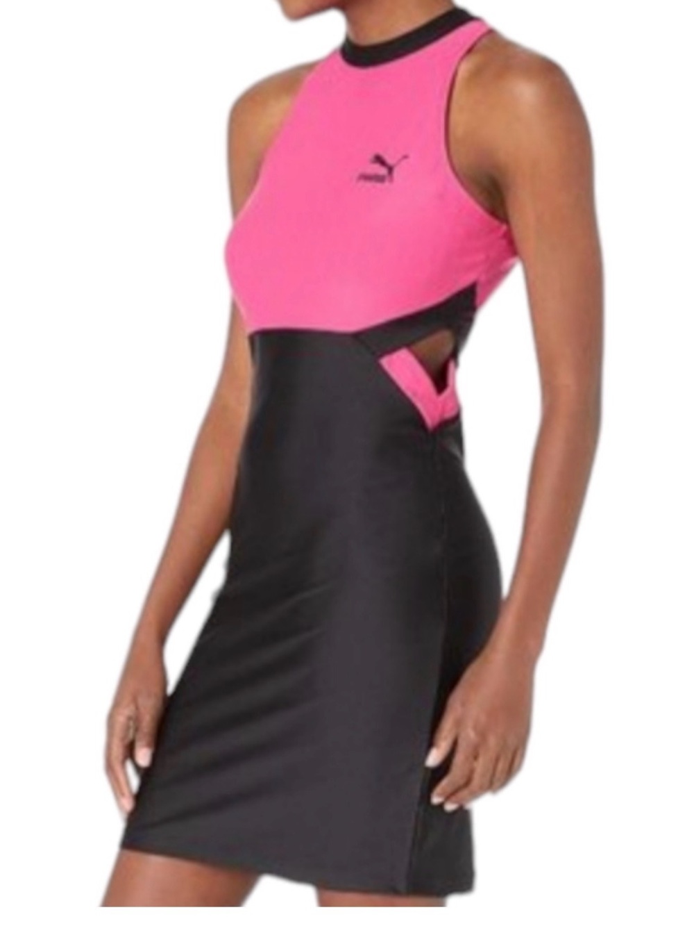 Puma Hot Pink and Black Sporty Cutout Mini Dress Sz S